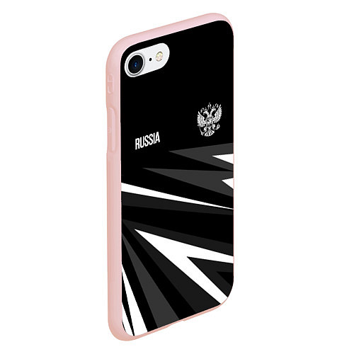 Чехол iPhone 7/8 матовый Russia - black and white geometry / 3D-Светло-розовый – фото 2