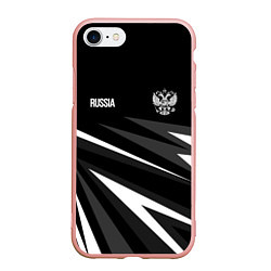 Чехол iPhone 7/8 матовый Russia - black and white geometry