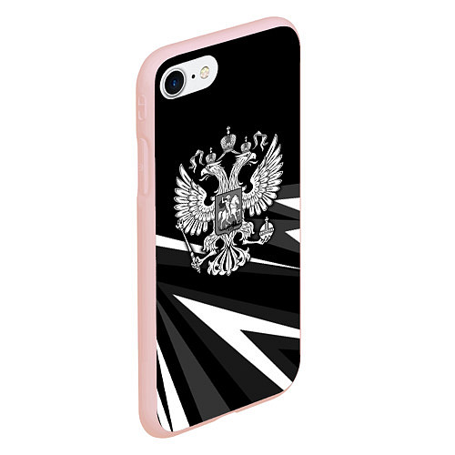 Чехол iPhone 7/8 матовый Герб РФ - white and black geometry / 3D-Светло-розовый – фото 2