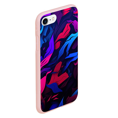 Чехол iPhone 7/8 матовый Синие и фиолетовые яркие краски / 3D-Светло-розовый – фото 2