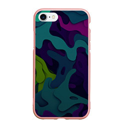 Чехол iPhone 7/8 матовый Неопределенный яркий камуфляж, цвет: 3D-светло-розовый