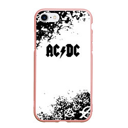 Чехол iPhone 7/8 матовый AC DC anarchy rock, цвет: 3D-светло-розовый