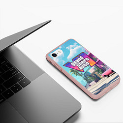 Чехол iPhone 7/8 матовый GTA 6 Vice city, цвет: 3D-светло-розовый — фото 2