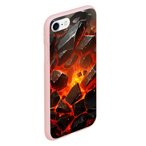 Чехол iPhone 7/8 матовый Летящие черные камни после взрыва / 3D-Светло-розовый – фото 2