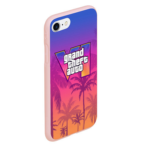 Чехол iPhone 7/8 матовый GTA 6 official / 3D-Светло-розовый – фото 2