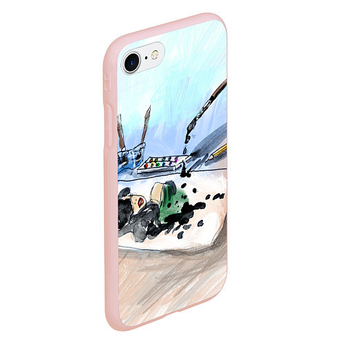 Чехол iPhone 7/8 матовый Капли и портрет тушью / 3D-Светло-розовый – фото 2