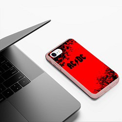 Чехол iPhone 7/8 матовый AC DC skull rock краски, цвет: 3D-светло-розовый — фото 2