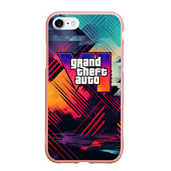 Чехол iPhone 7/8 матовый GTA 6 abstract logo, цвет: 3D-светло-розовый