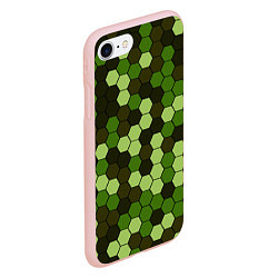 Чехол iPhone 7/8 матовый Камуфляж гексагон лесной, цвет: 3D-светло-розовый — фото 2