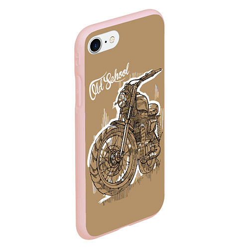 Чехол iPhone 7/8 матовый Старая школа мотоцикл / 3D-Светло-розовый – фото 2