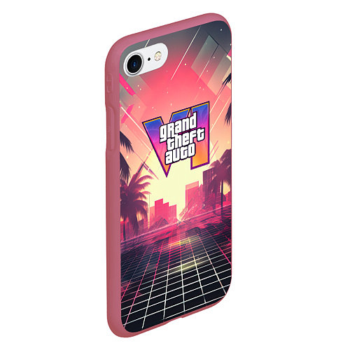 Чехол iPhone 7/8 матовый GTA 6 retro abstract logo / 3D-Малиновый – фото 2