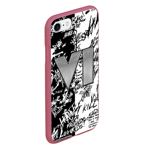 Чехол iPhone 7/8 матовый GTA 6 чб / 3D-Малиновый – фото 2