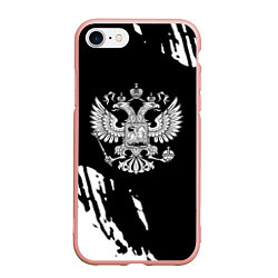 Чехол iPhone 7/8 матовый Герб великой страны Россия краски, цвет: 3D-светло-розовый