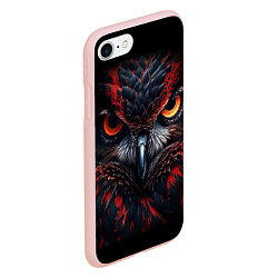 Чехол iPhone 7/8 матовый Черная сова с красными глазами, цвет: 3D-светло-розовый — фото 2