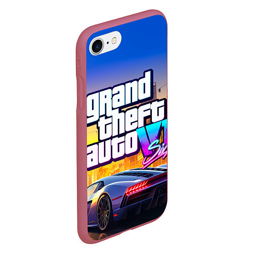 Чехол iPhone 7/8 матовый Grand theft auto 6 street vice city / 3D-Малиновый – фото 2