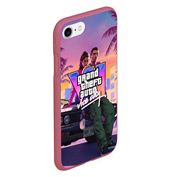 Чехол iPhone 7/8 матовый Grand theft auto 6 Лусия и Джейсон, цвет: 3D-малиновый — фото 2