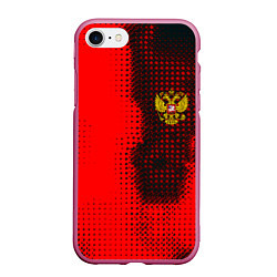 Чехол iPhone 7/8 матовый Россия герб спорт краски, цвет: 3D-малиновый