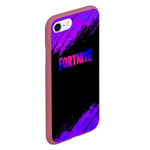 Чехол iPhone 7/8 матовый Fortnite epic games neon / 3D-Малиновый – фото 2