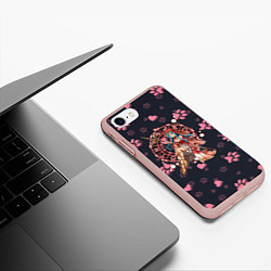 Чехол iPhone 7/8 матовый Мастера меча онлайн паттерн, цвет: 3D-светло-розовый — фото 2