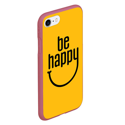 Чехол iPhone 7/8 матовый Smile - be happy / 3D-Малиновый – фото 2