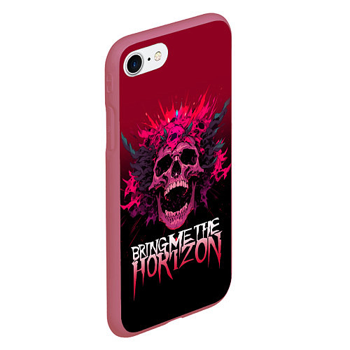 Чехол iPhone 7/8 матовый Bring Me the Horizon - rock band / 3D-Малиновый – фото 2