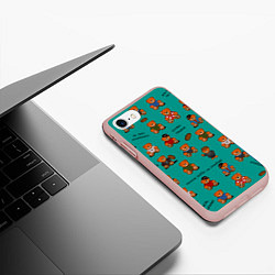 Чехол iPhone 7/8 матовый Слово пацана: мишки-персонажи, цвет: 3D-светло-розовый — фото 2