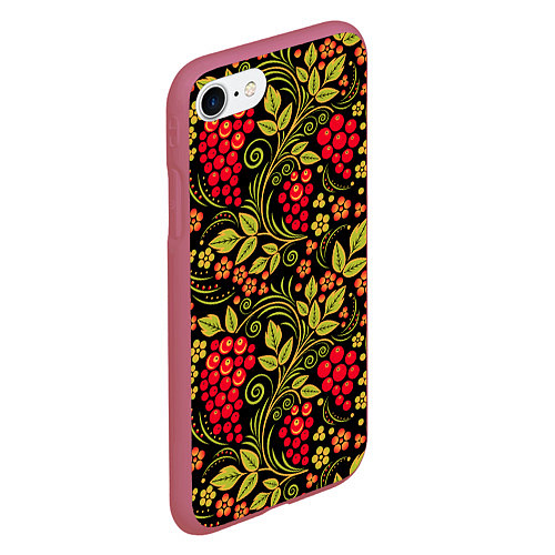 Чехол iPhone 7/8 матовый Хохломская роспись красные ягоды / 3D-Малиновый – фото 2