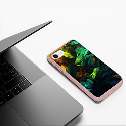 Чехол iPhone 7/8 матовый Абстрактный камуфляж в кислотных абстрактных пятна, цвет: 3D-светло-розовый — фото 2