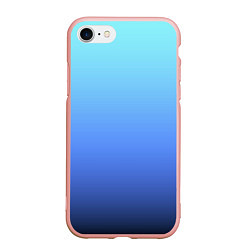 Чехол iPhone 7/8 матовый Голубой и черно-синий градиент, цвет: 3D-светло-розовый