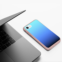 Чехол iPhone 7/8 матовый Голубой и черно-синий градиент, цвет: 3D-светло-розовый — фото 2