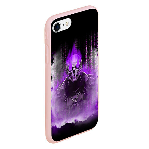 Чехол iPhone 7/8 матовый Фиолетовый скелет в дыму / 3D-Светло-розовый – фото 2