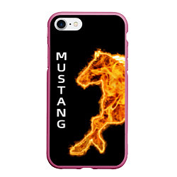 Чехол iPhone 7/8 матовый Mustang fire, цвет: 3D-малиновый