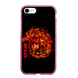 Чехол iPhone 7/8 матовый Танджиро в огне, цвет: 3D-малиновый