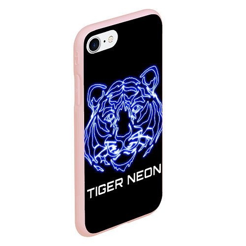 Чехол iPhone 7/8 матовый Tiger neon art / 3D-Светло-розовый – фото 2