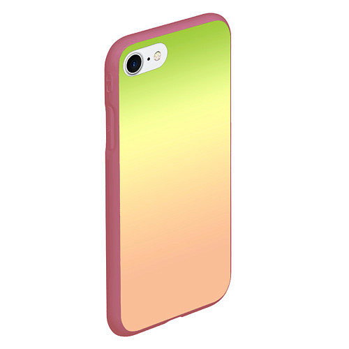 Чехол iPhone 7/8 матовый Персиково-салатный градиент / 3D-Малиновый – фото 2