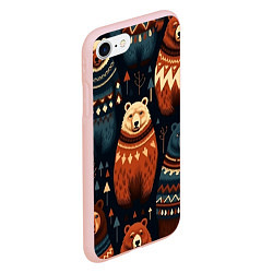 Чехол iPhone 7/8 матовый Медведи индейцы, цвет: 3D-светло-розовый — фото 2
