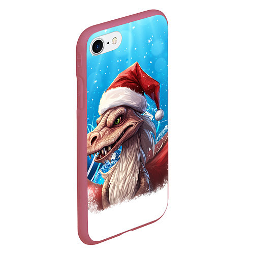Чехол iPhone 7/8 матовый Новогодний дракон 2024 год / 3D-Малиновый – фото 2