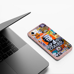 Чехол iPhone 7/8 матовый Donald Trump - american сollage, цвет: 3D-светло-розовый — фото 2