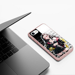 Чехол iPhone 7/8 матовый Стильная Незуко из аниме - иероглифы, цвет: 3D-светло-розовый — фото 2