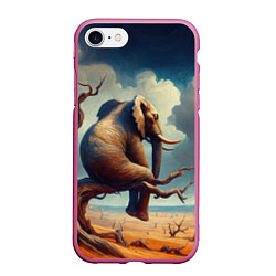 Чехол iPhone 7/8 матовый Слон сидит на ветке дерева в пустыне