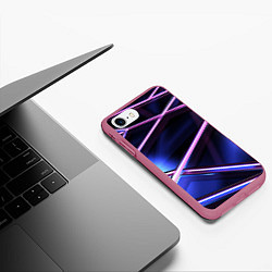 Чехол iPhone 7/8 матовый Фиолетовая геометрическая абстракция, цвет: 3D-малиновый — фото 2