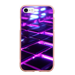Чехол iPhone 7/8 матовый Фиолетовая неоновая плитка, цвет: 3D-светло-розовый