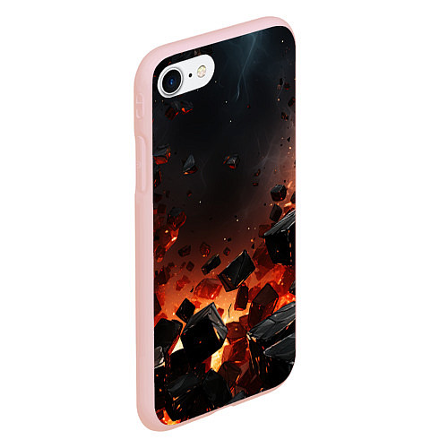 Чехол iPhone 7/8 матовый Взрыв плит и огонь / 3D-Светло-розовый – фото 2