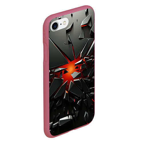 Чехол iPhone 7/8 матовый Взрыв и черные камни / 3D-Малиновый – фото 2