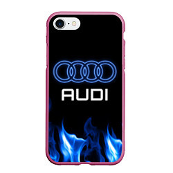 Чехол iPhone 7/8 матовый Audi neon art, цвет: 3D-малиновый