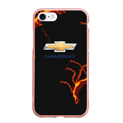 Чехол iPhone 7/8 матовый Chevrolet лого шторм, цвет: 3D-светло-розовый