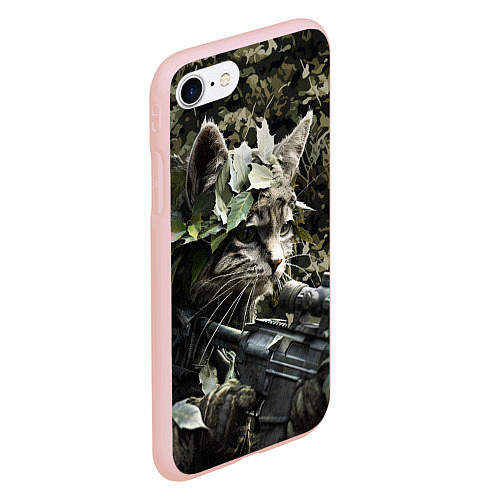 Чехол iPhone 7/8 матовый Кот снайпер в камуфляже / 3D-Светло-розовый – фото 2