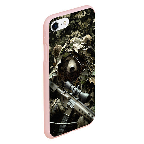 Чехол iPhone 7/8 матовый Медведь снайпер маскировка / 3D-Светло-розовый – фото 2