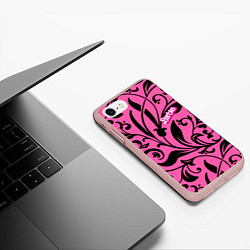 Чехол iPhone 7/8 матовый Barbie - floral pattern, цвет: 3D-светло-розовый — фото 2