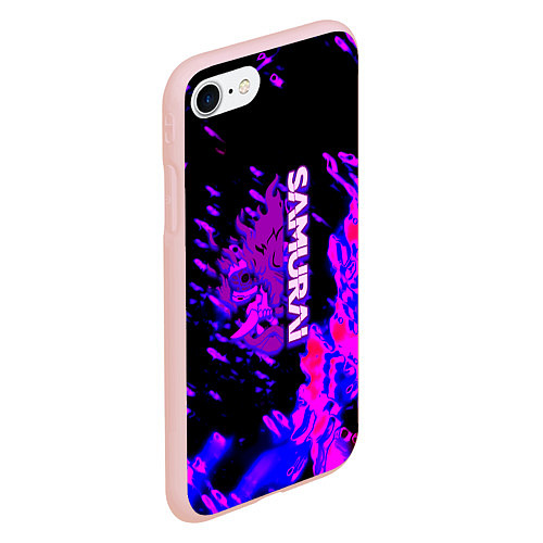 Чехол iPhone 7/8 матовый Cyberpunk 2077 неоновые краски самурай / 3D-Светло-розовый – фото 2